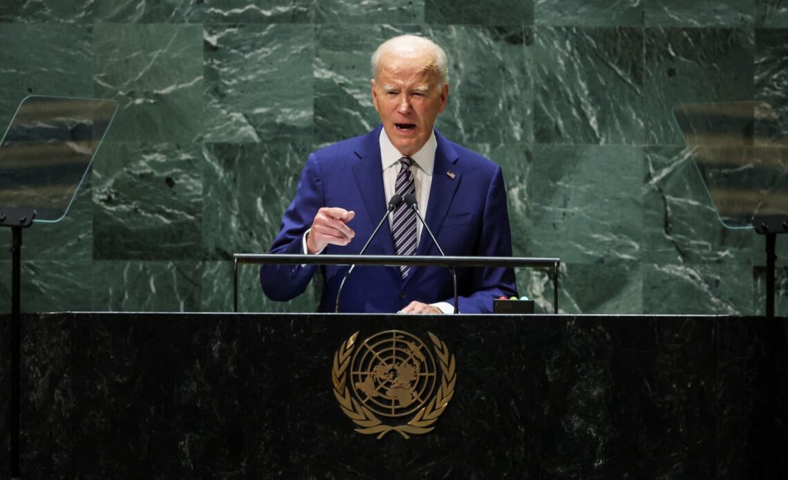 President Joe Biden speaks at the UN General Assembly