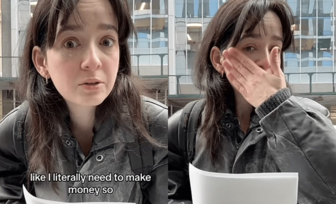 Gen Z grad with two degrees breaks down in tears sharing the responses she received from minimum wage employers after handing out her resume in New York