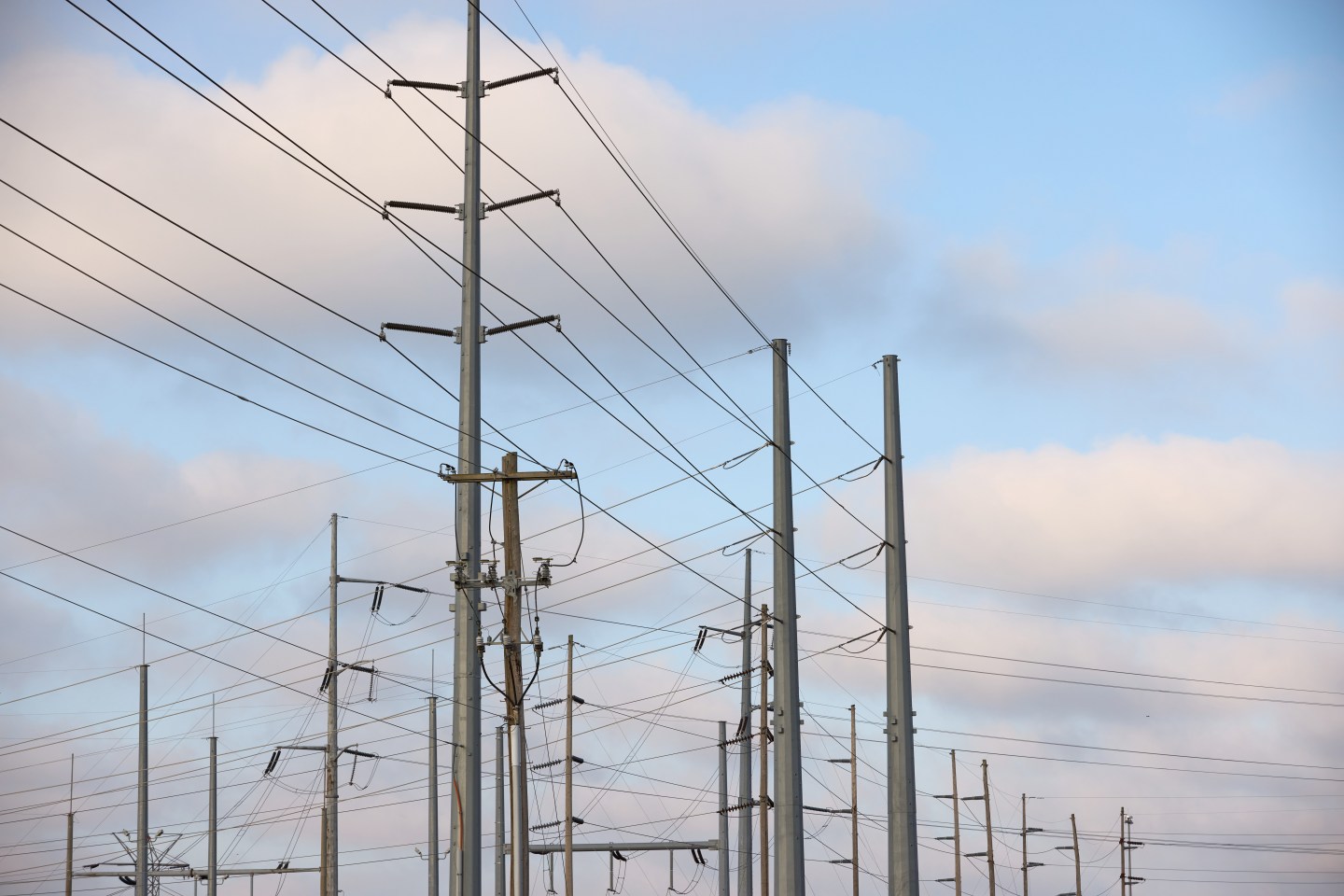 Transmission lines adjacent to an Amazon Web Services data center in Hilliard, Ohio, on March 23, 2024.(Photo: Brian Kaiser/Bloomberg/Getty Images)