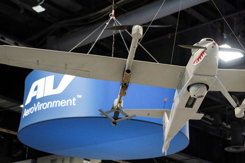 © Reuters. FILE PHOTO: AeroVironment signage is seen during the Association of the United States Army annual meeting and exposition at the Walter E. Washington Convention Center in Washington, U.S., October 14, 2024. REUTERS/Nathan Howard/File photo