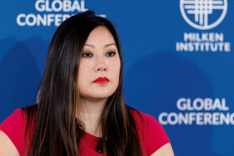 © Reuters. FILE PHOTO: Caroline D. Pham Commissioner, U.S. Commodity Futures Trading Commission, speaks at the 2023 Milken Institute Global Conference in Beverly Hills, California, U.S., May 1, 2023. REUTERS/Mike Blake/File Photo